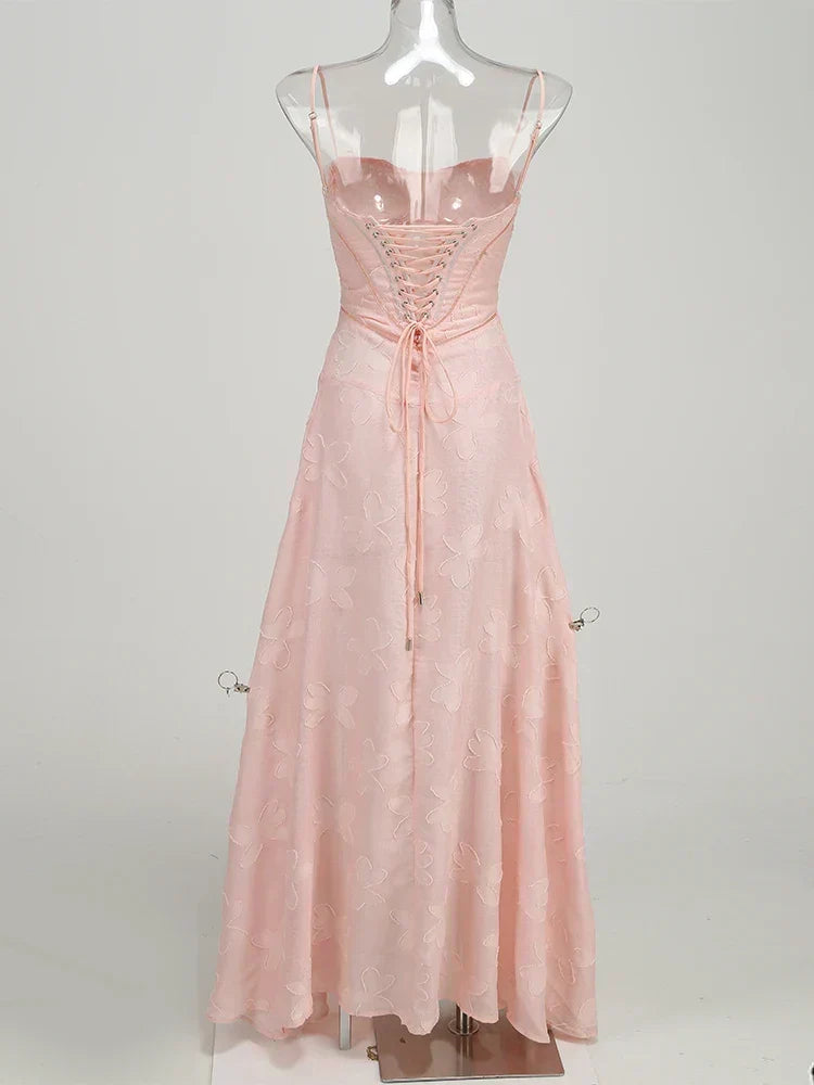 Floral Spaghetti Strap Sheer Slip Maxi Dress - View 4