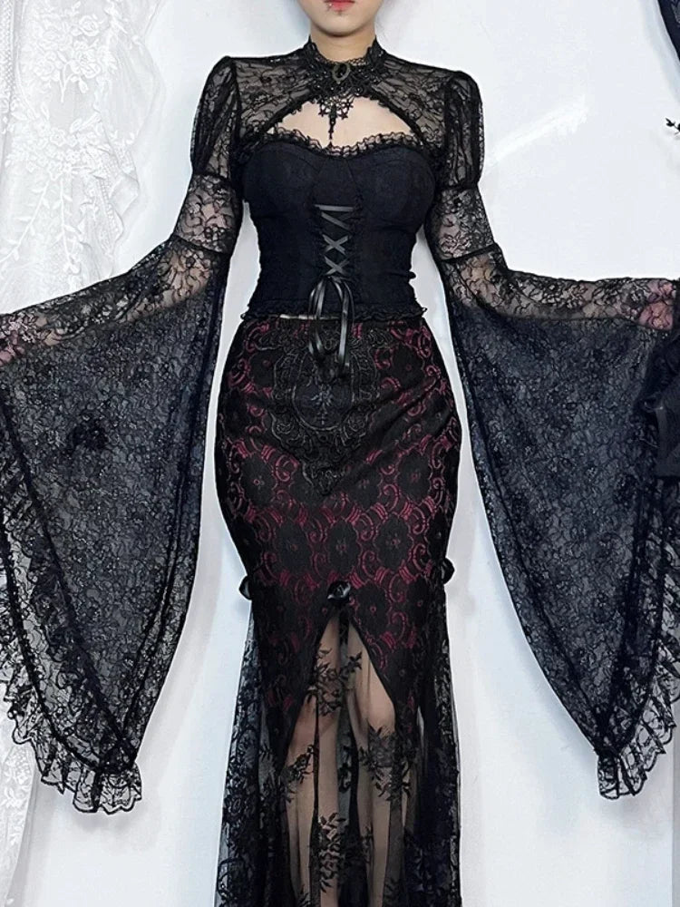 Dark Vintage Transparent Blouse