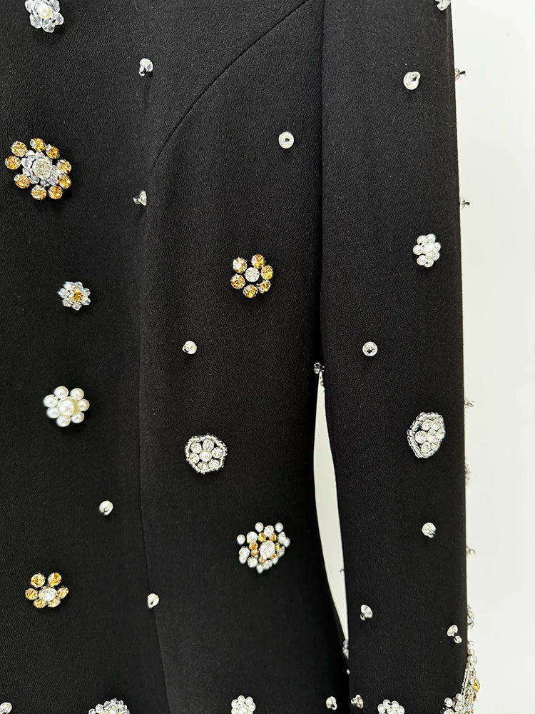 Long Sleeve Luxurious Beaded Maxi Dress - View 7