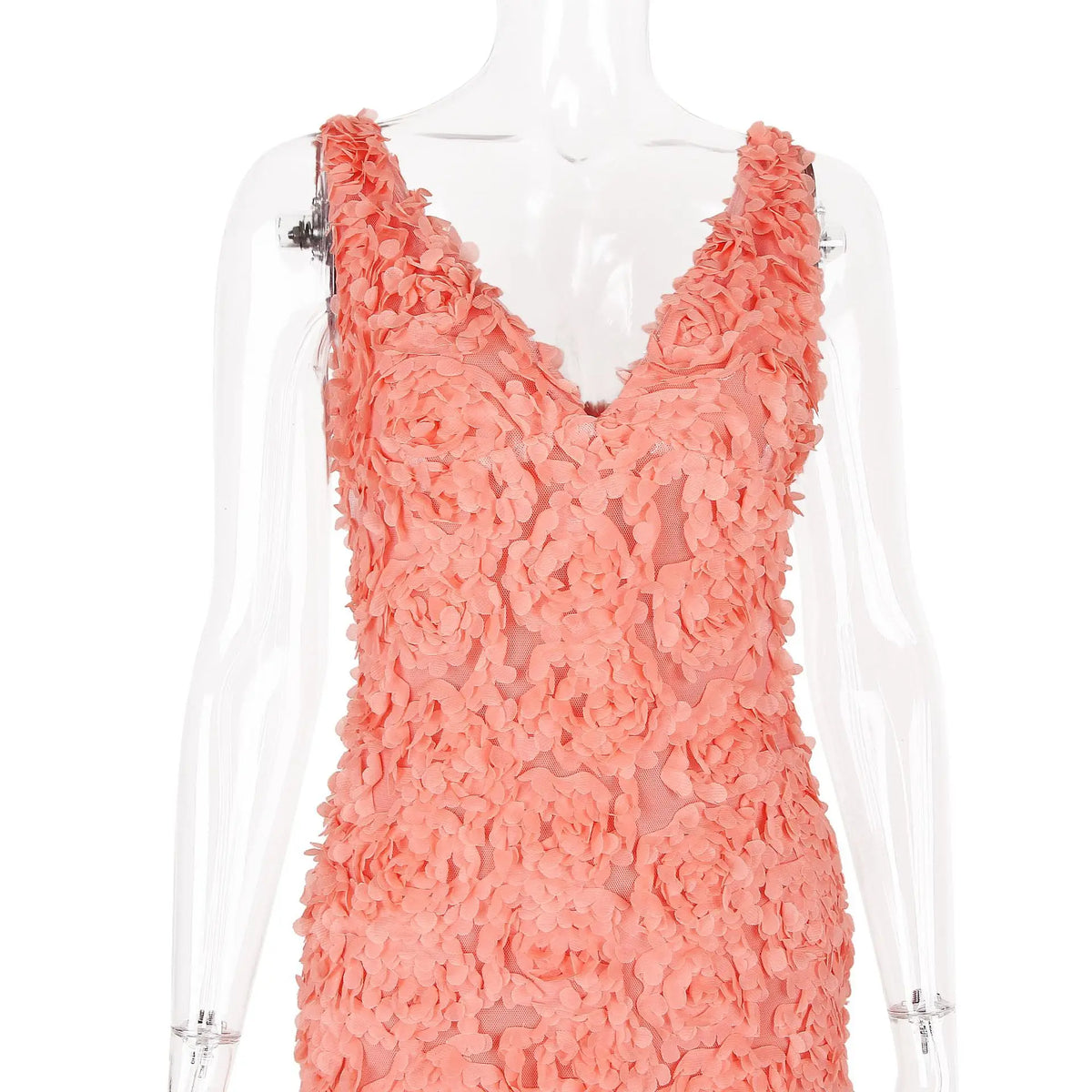 3D Floral Applique V-Neck Bodycon Mini Dress 9