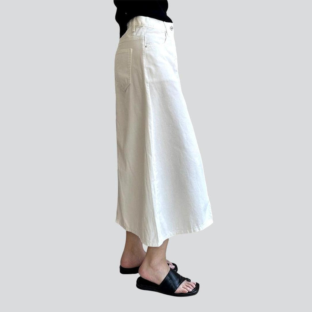 White long denim skirt - Fashionpara