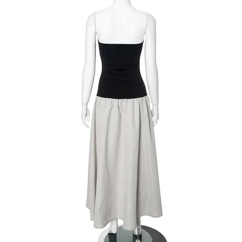 Colorblock Strapless Drop-Waist A-Line Midi Dress 12