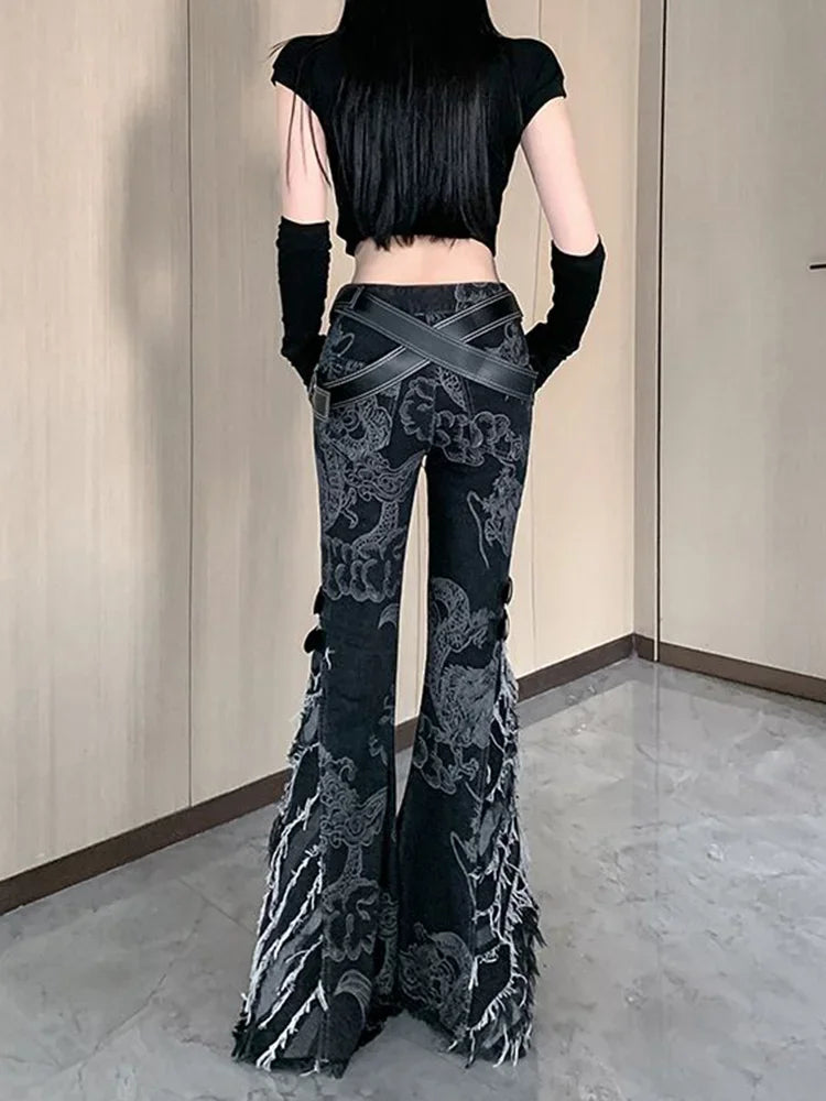 Printing Gothic Flare Slim Pant