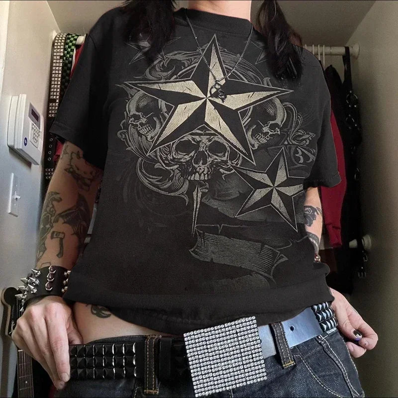 Cyber Star Grunge Red T-shirt