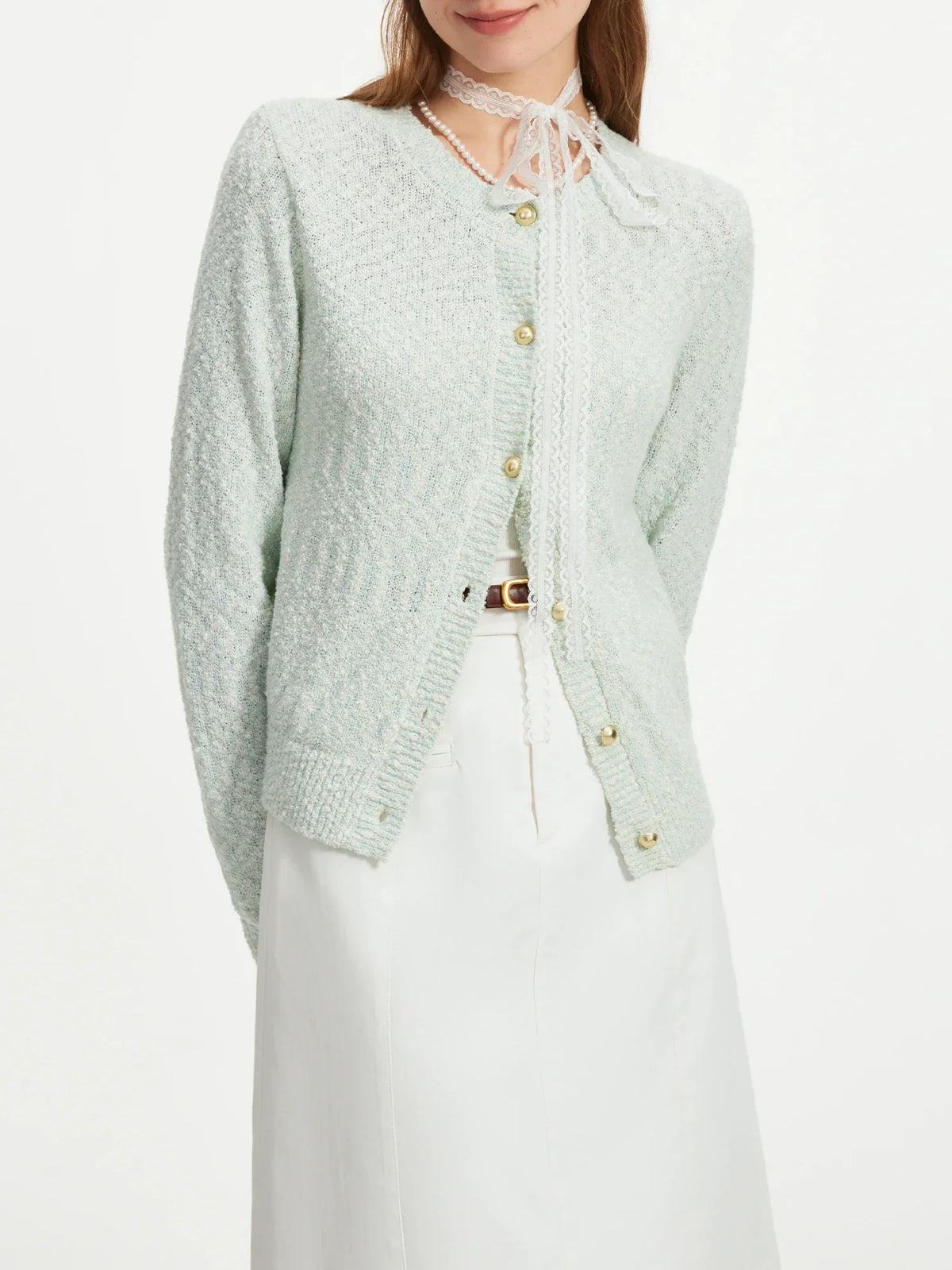 Floral Yarn French Long Sleeve Cardigan