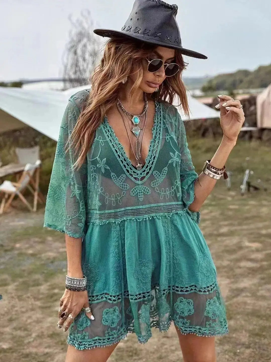 Lace Bikini Cover Up Beach Dress