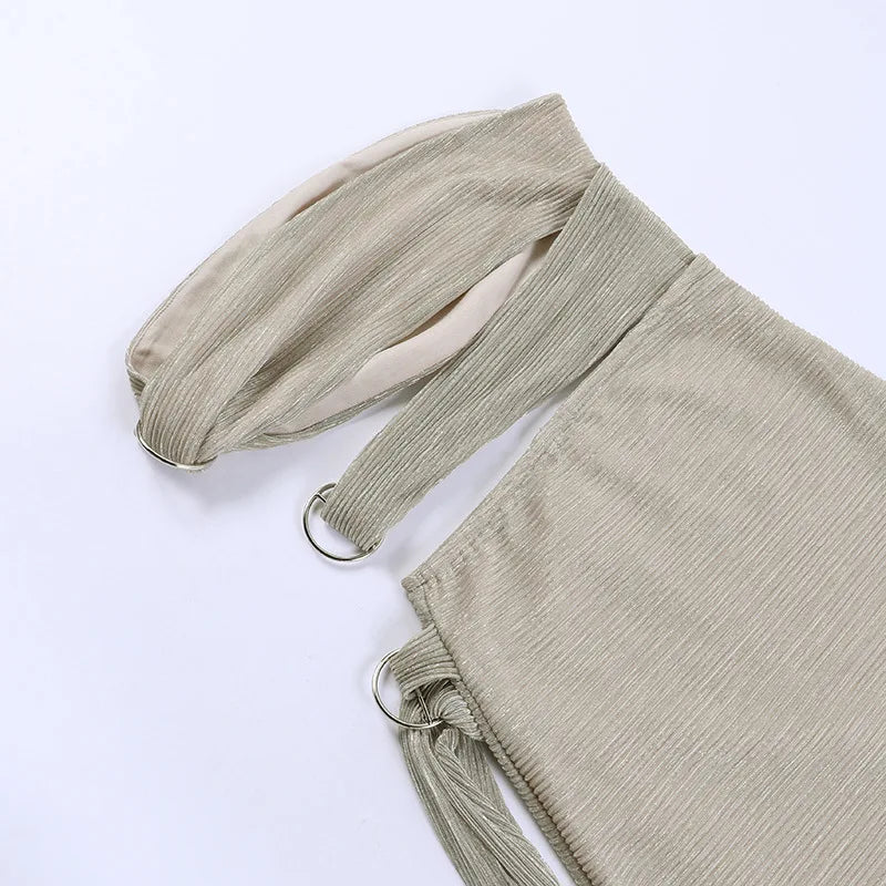 Strapless Cutout Ring-Detail Wrap Set