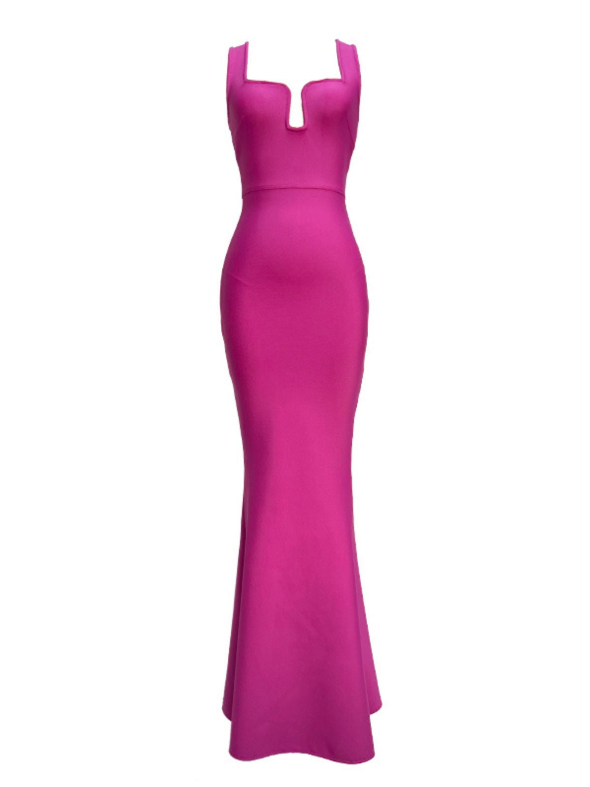 Square Neck Sleeveless Bandage Mermaid Maxi Dress - View 6