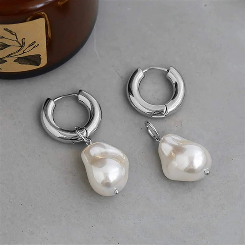 Tranquil Dove Ceramic Metal Circle Hoop Earring