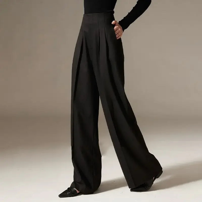 Draped Tight Waist Wide Leg Pant