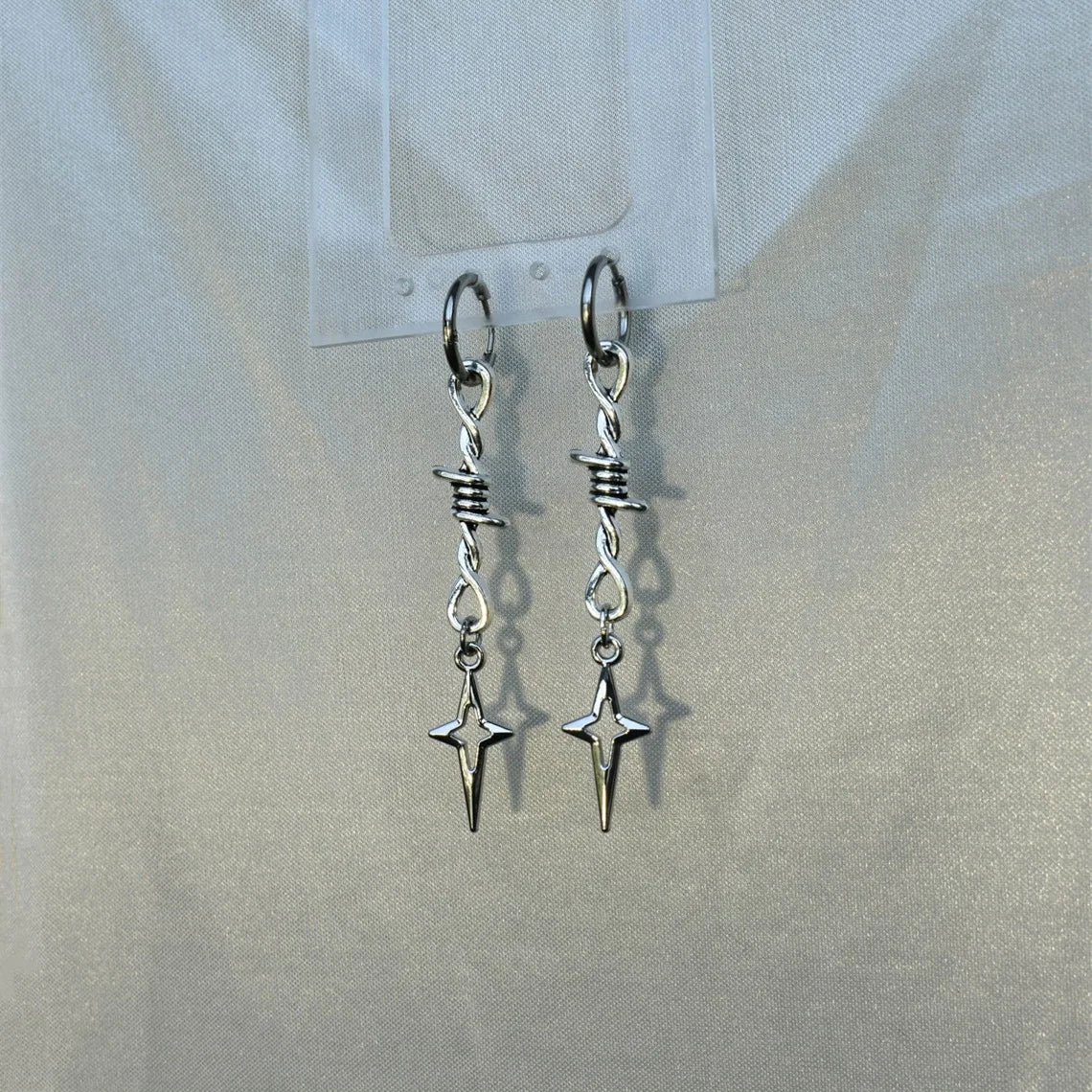 Rebel Celestial Cross Silver Empty Heart Earring