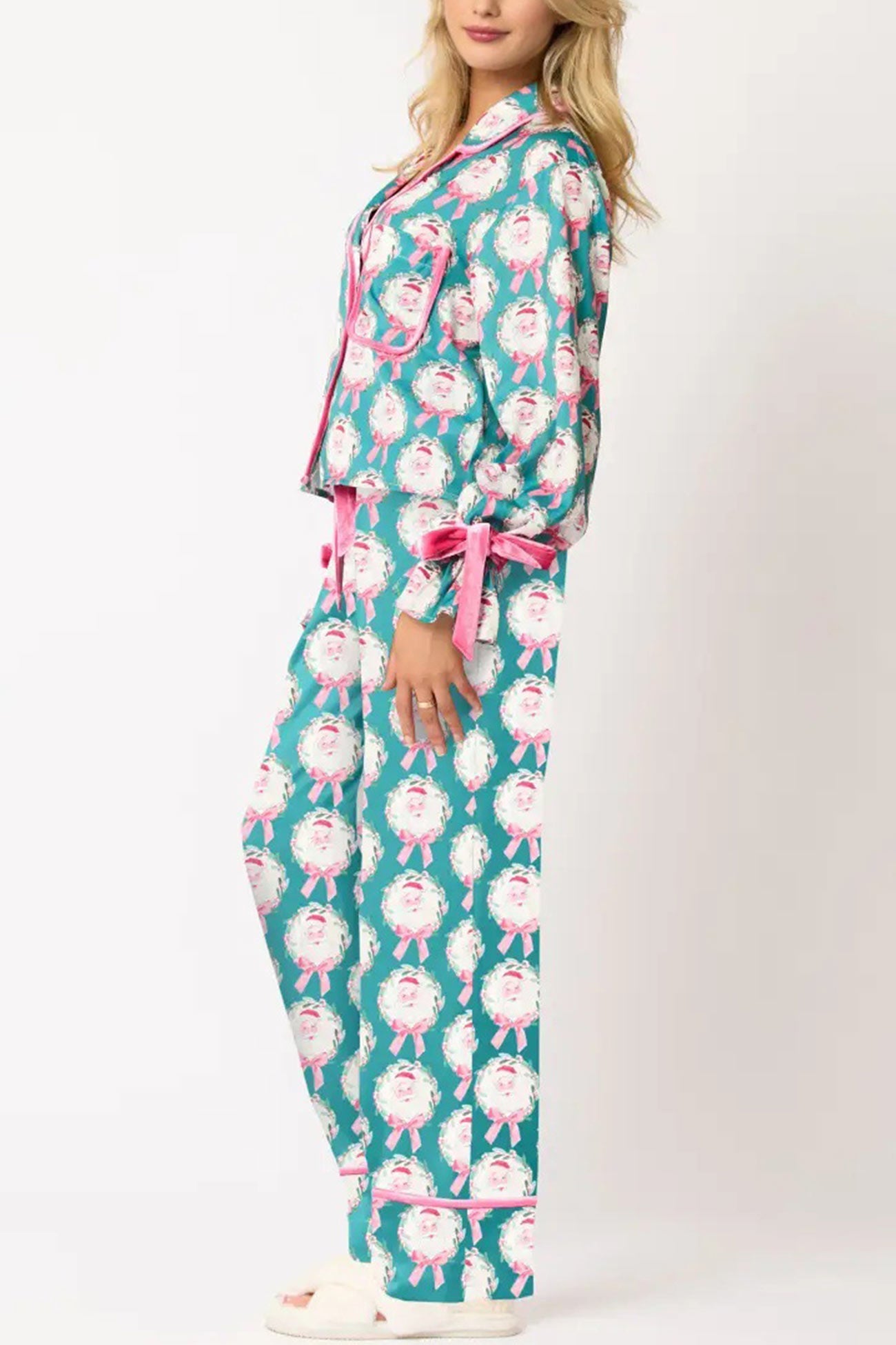 Santa Bow Long Pants Two-piece Loungewear