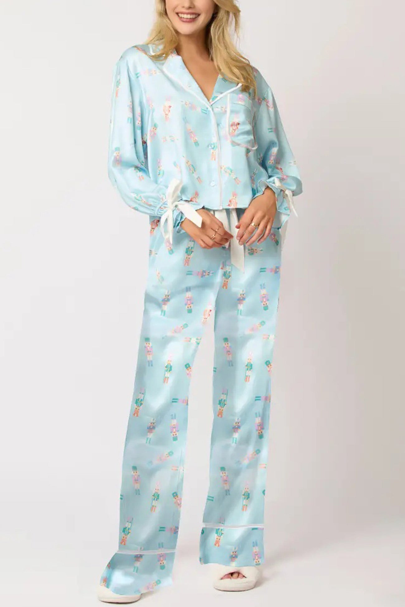 Santa Bow Long Pants Two-piece Loungewear