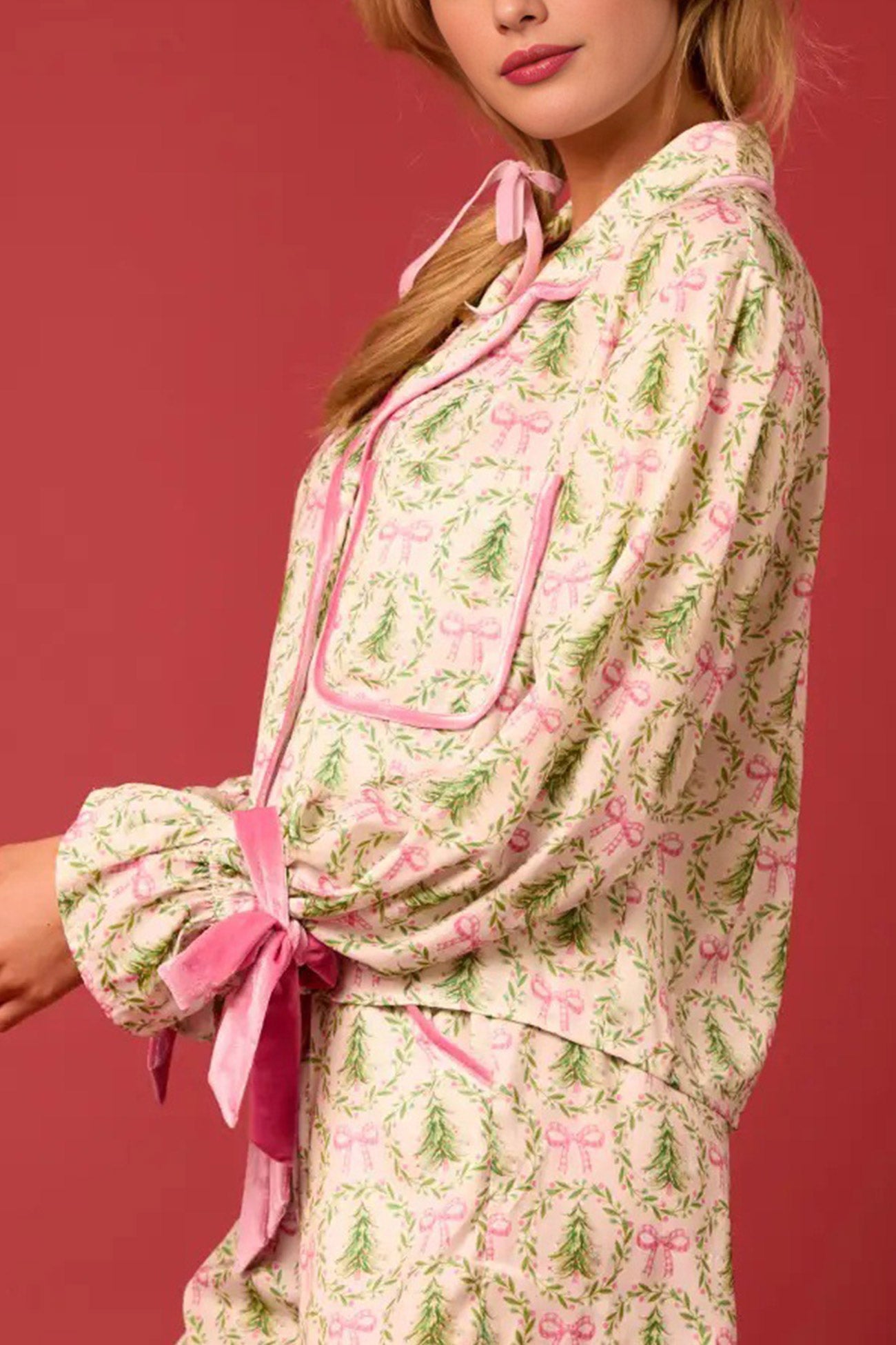 Santa Bow Long Pants Two-piece Loungewear