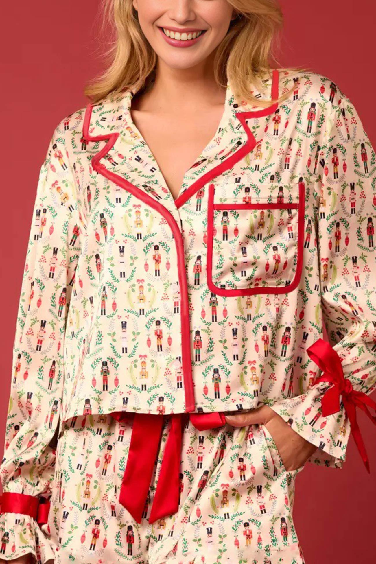 Santa Bow Long Pants Two-piece Loungewear