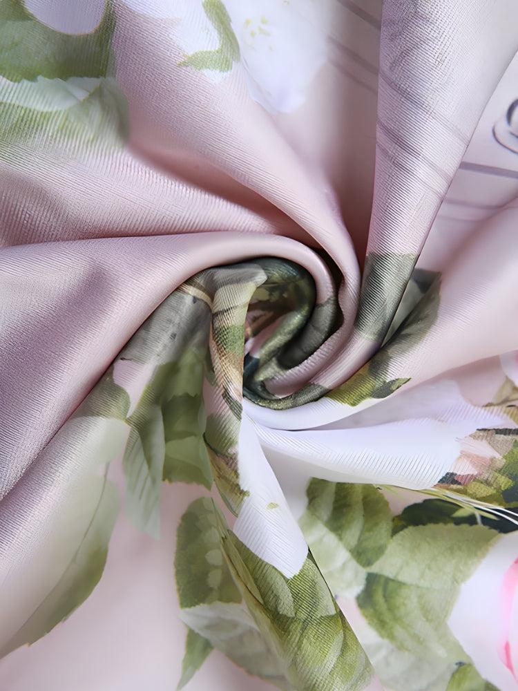 Satin Floral Midi Dress - Fashionpara