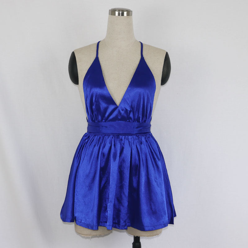 Back Cross Lace Up Bow Tie Strap Dresses 5