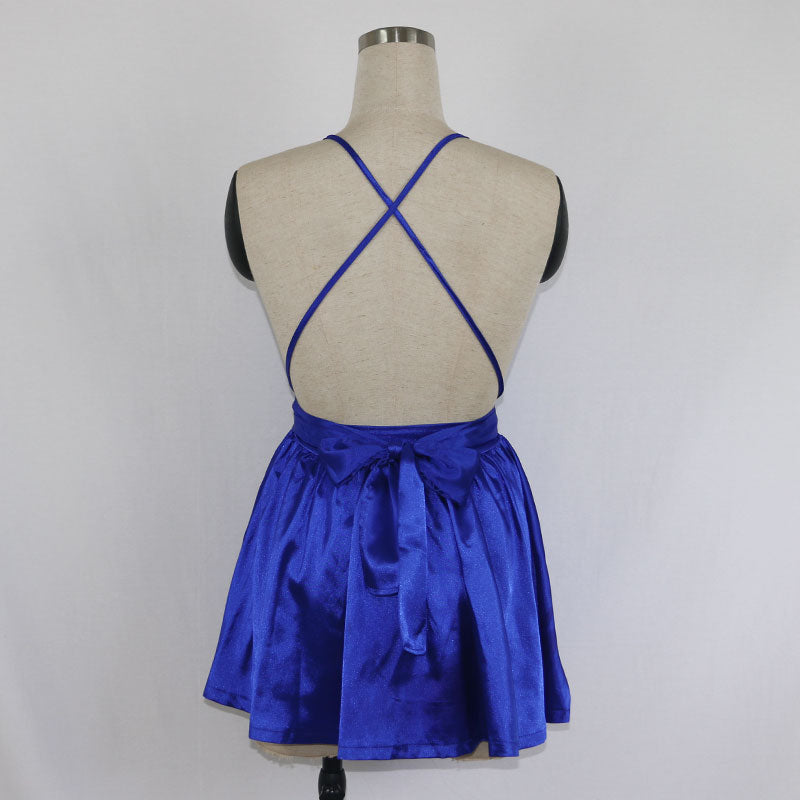 Back Cross Lace Up Bow Tie Strap Dresses 6