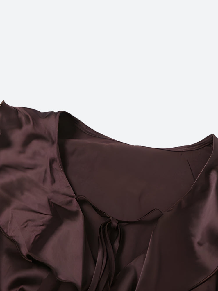 Satin Ruffled Mini Dress - Fashionpara