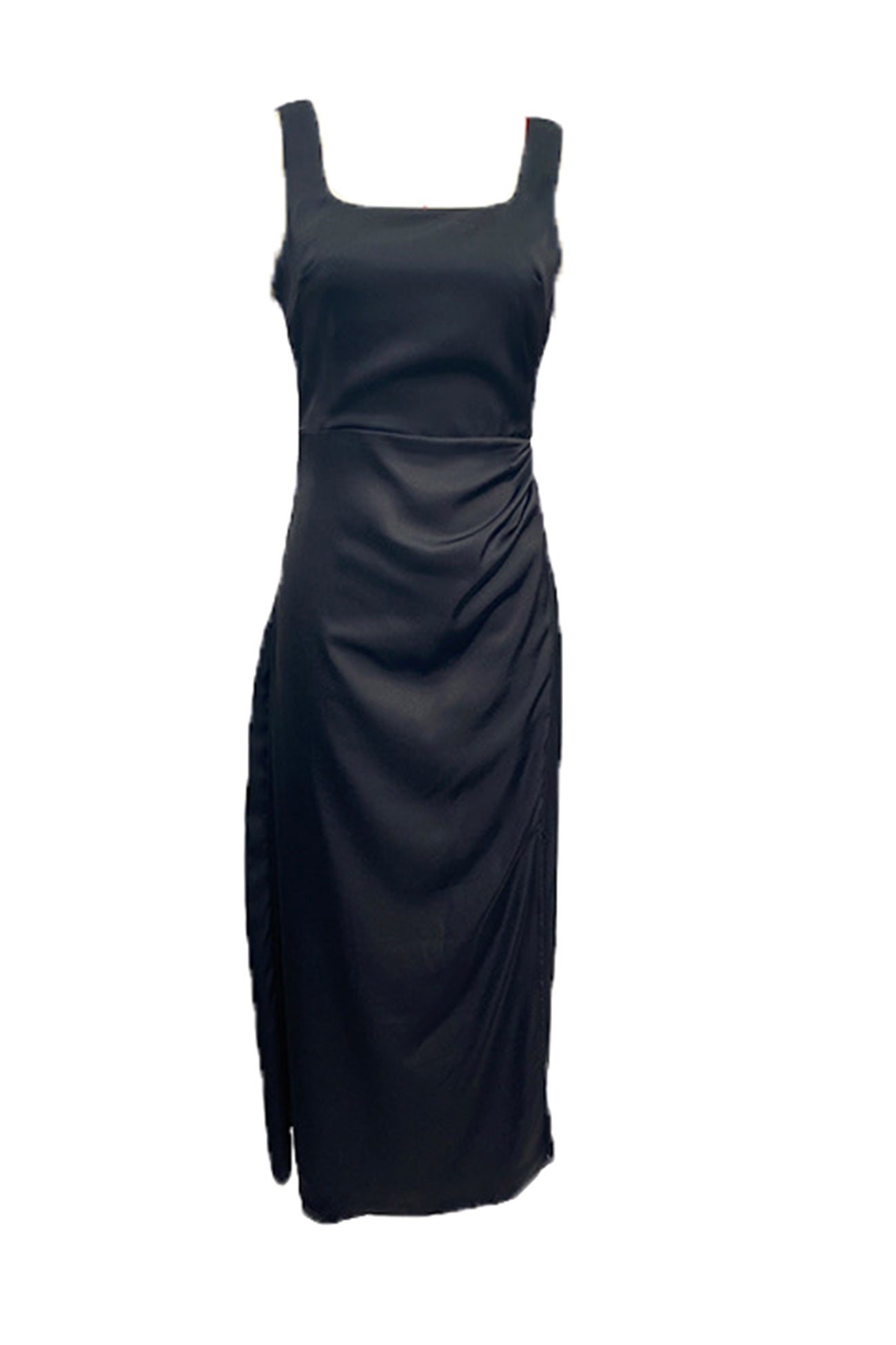 Satin Square Neck Slit Maxi Dress