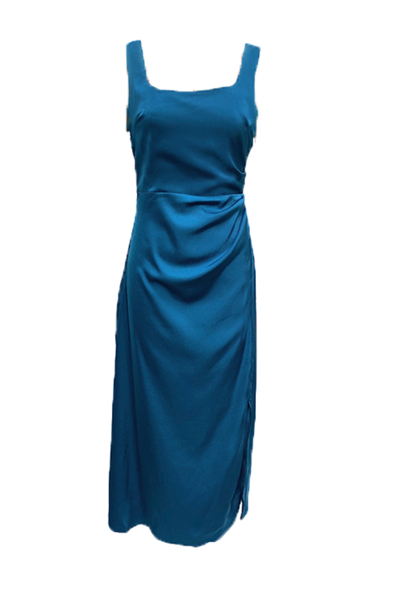 Satin Square Neck Slit Maxi Dress
