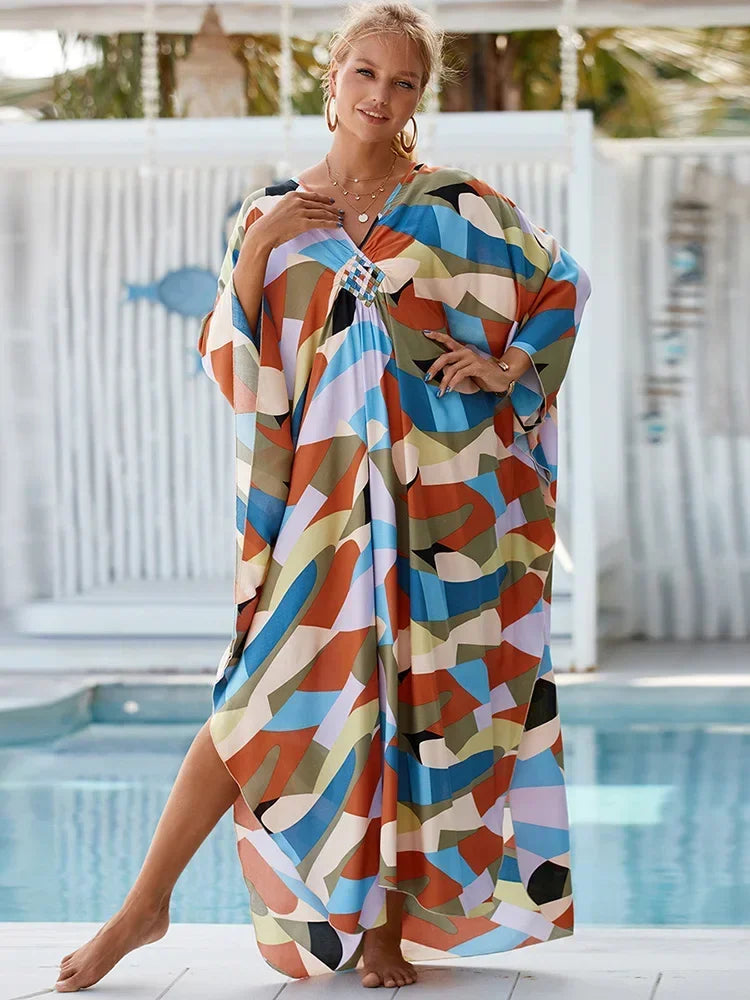 Zebra Stripes Long Dress Cover Up