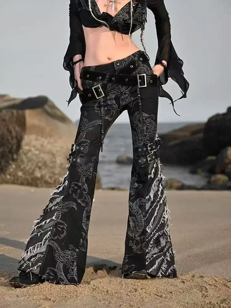 Printed Medieval Dragon Flared Pant