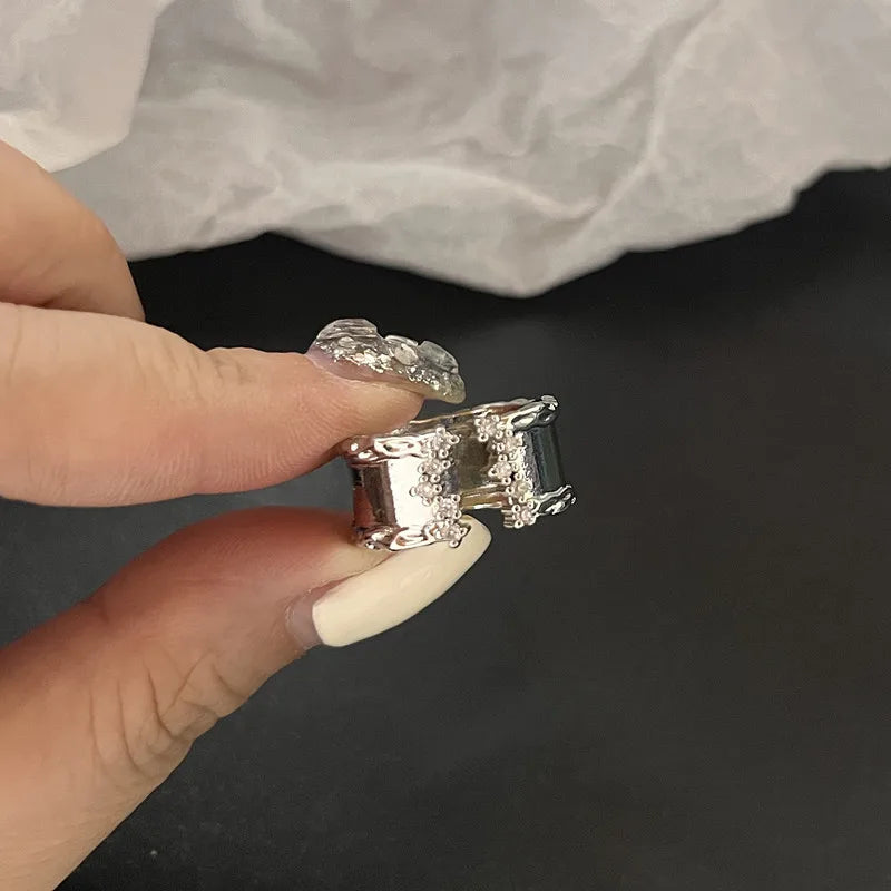 Antique Seraphic Silver Gothic Band