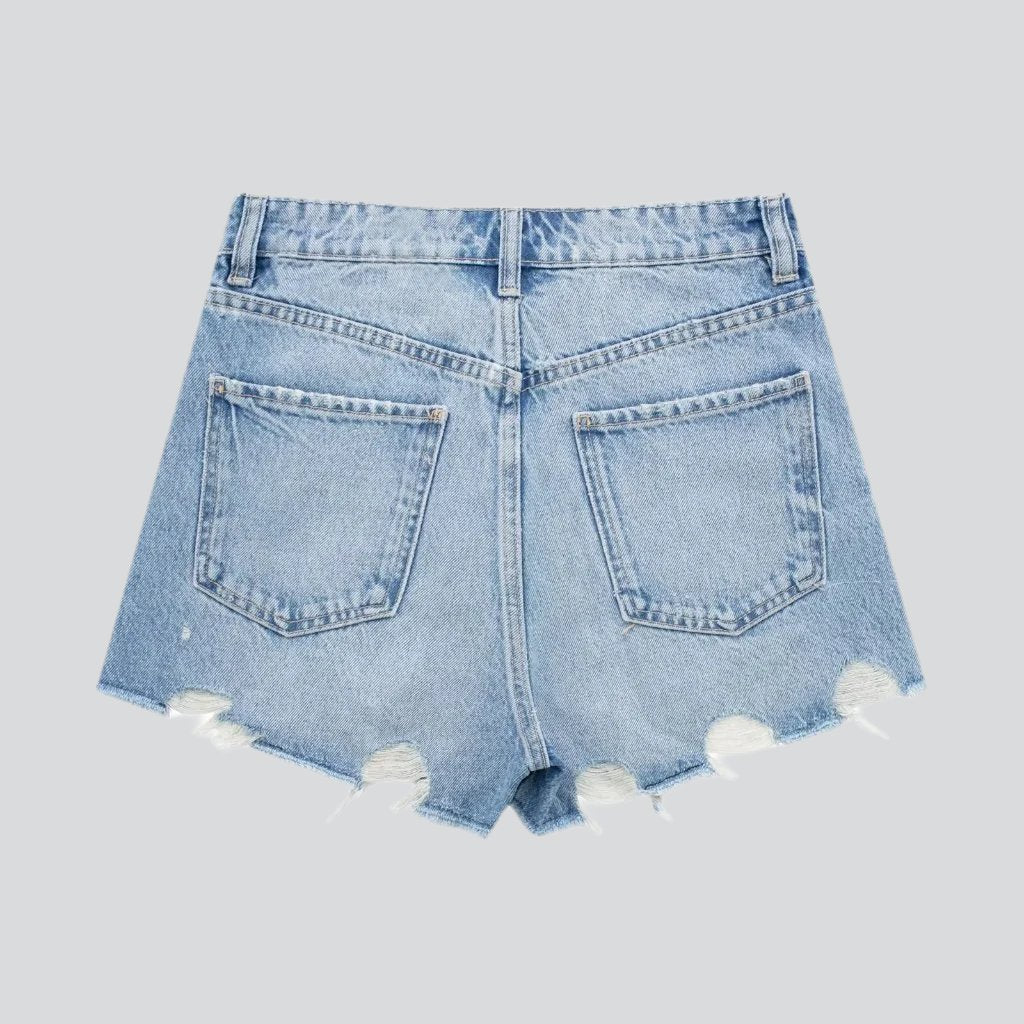 Y2k women's distressed denim shorts - Fashionpara