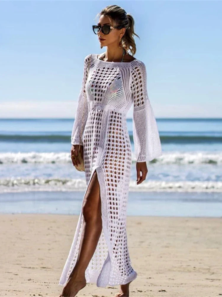 Long Sleeve Hollow Out Bikini Cover Up