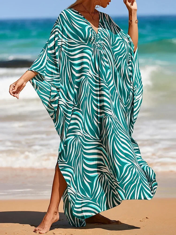 Zebra Stripes Long Dress Cover Up