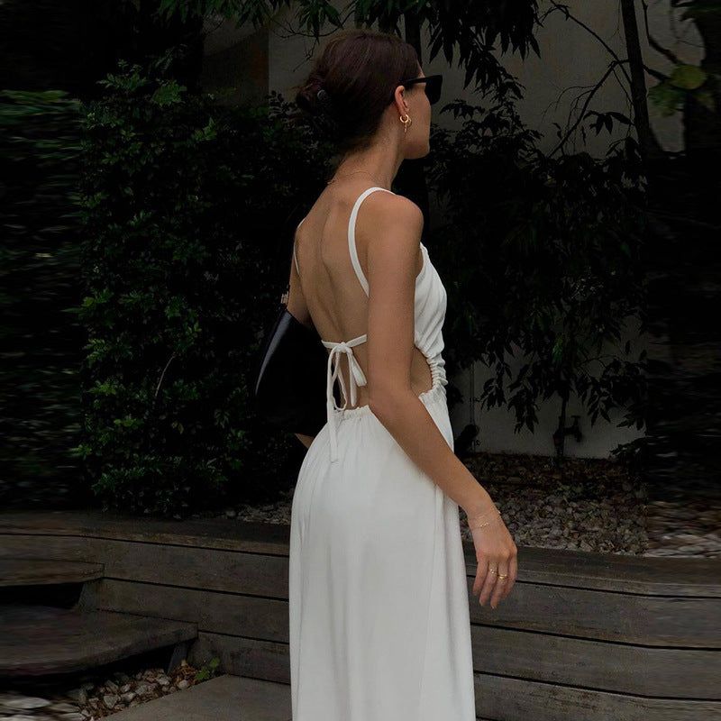 Pearl Diva Cutout Backless Satin Midi Dress - View 3