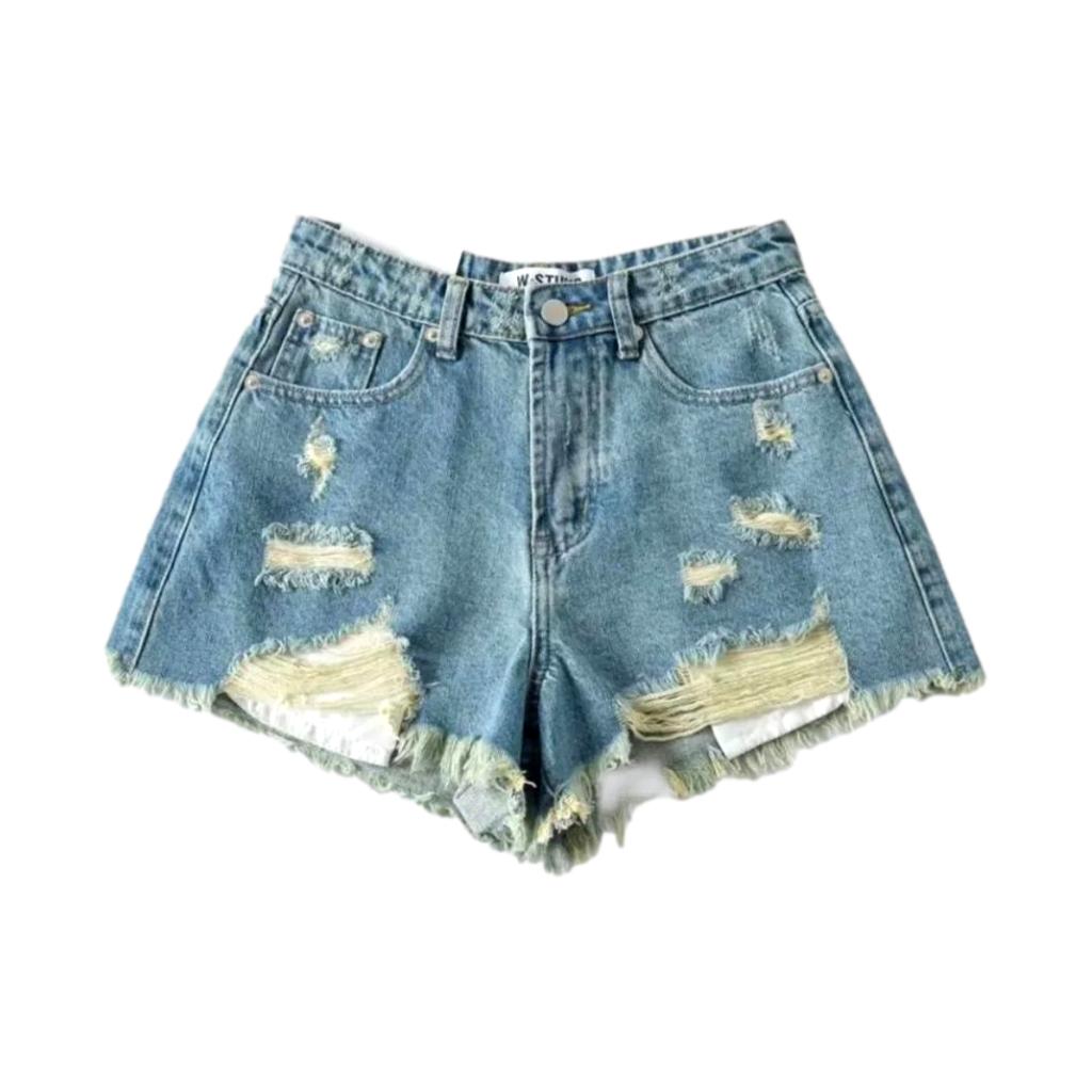 Y2k fashion distressed denim shorts - Fashionpara