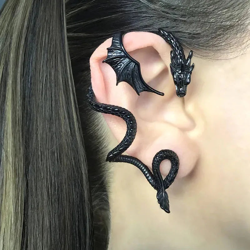 Dark Dragon Envelop Vintage Creature Post Earring