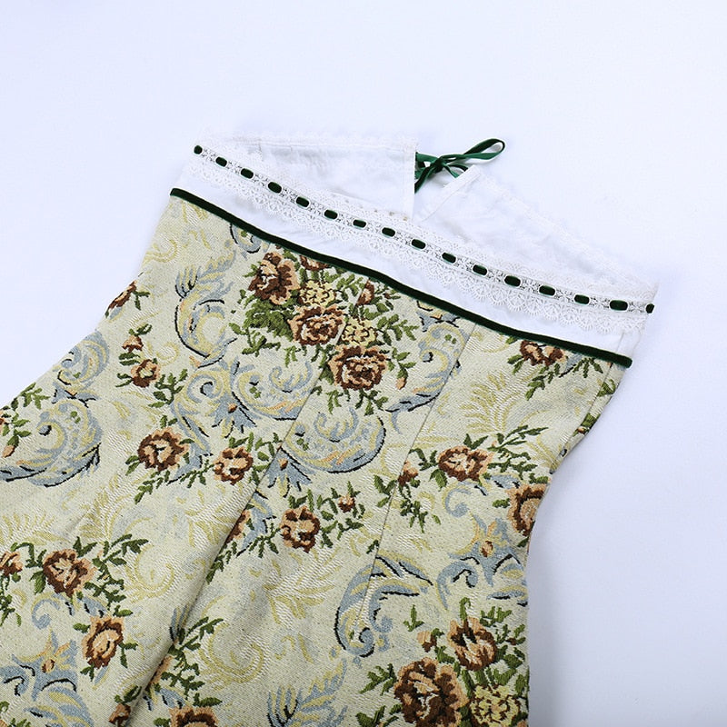 Floral Tapestry Strapless Bow Front Corset Mini Dress - View 14