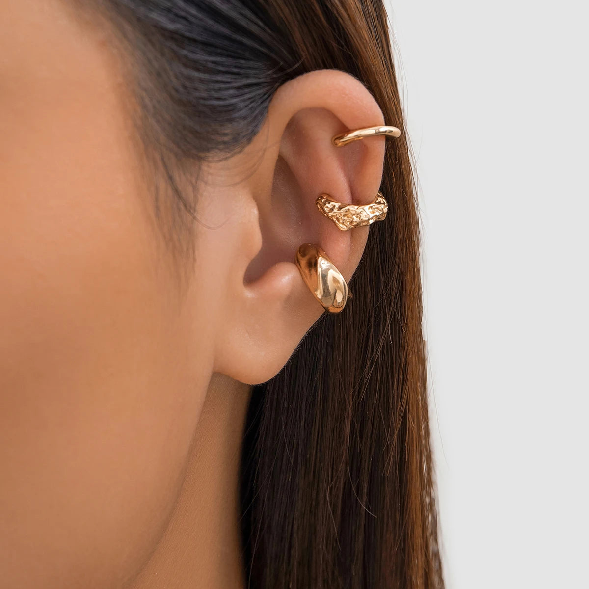 Chunky Metallic No Piercing Clamp Ear Cuff Earring