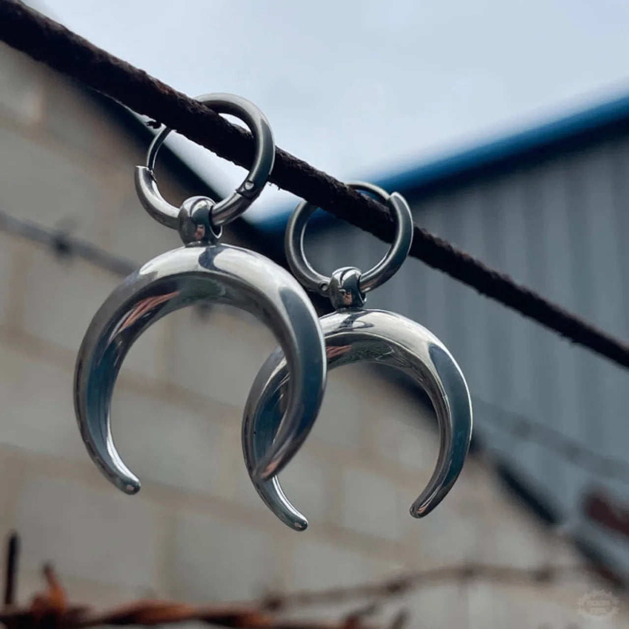 Rebel Celestial Cross Silver Empty Heart Earring