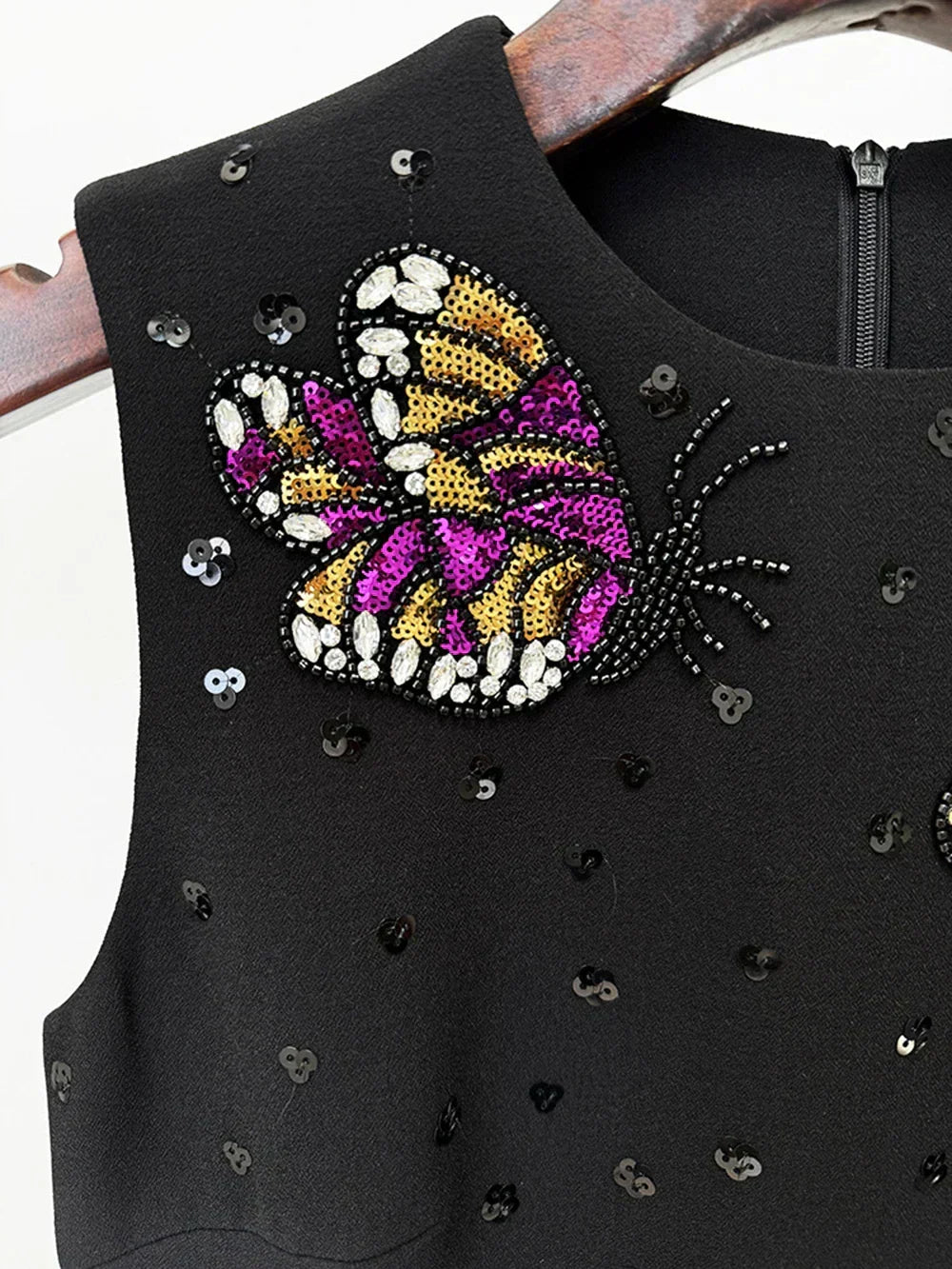 Sequin Butterfly Embellished Sleeveless A-Line Mini Dress - View 6
