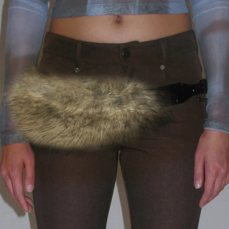 Antique Gothic Hairy Polyurethane Leather Year 2000 Punk Waist Belt