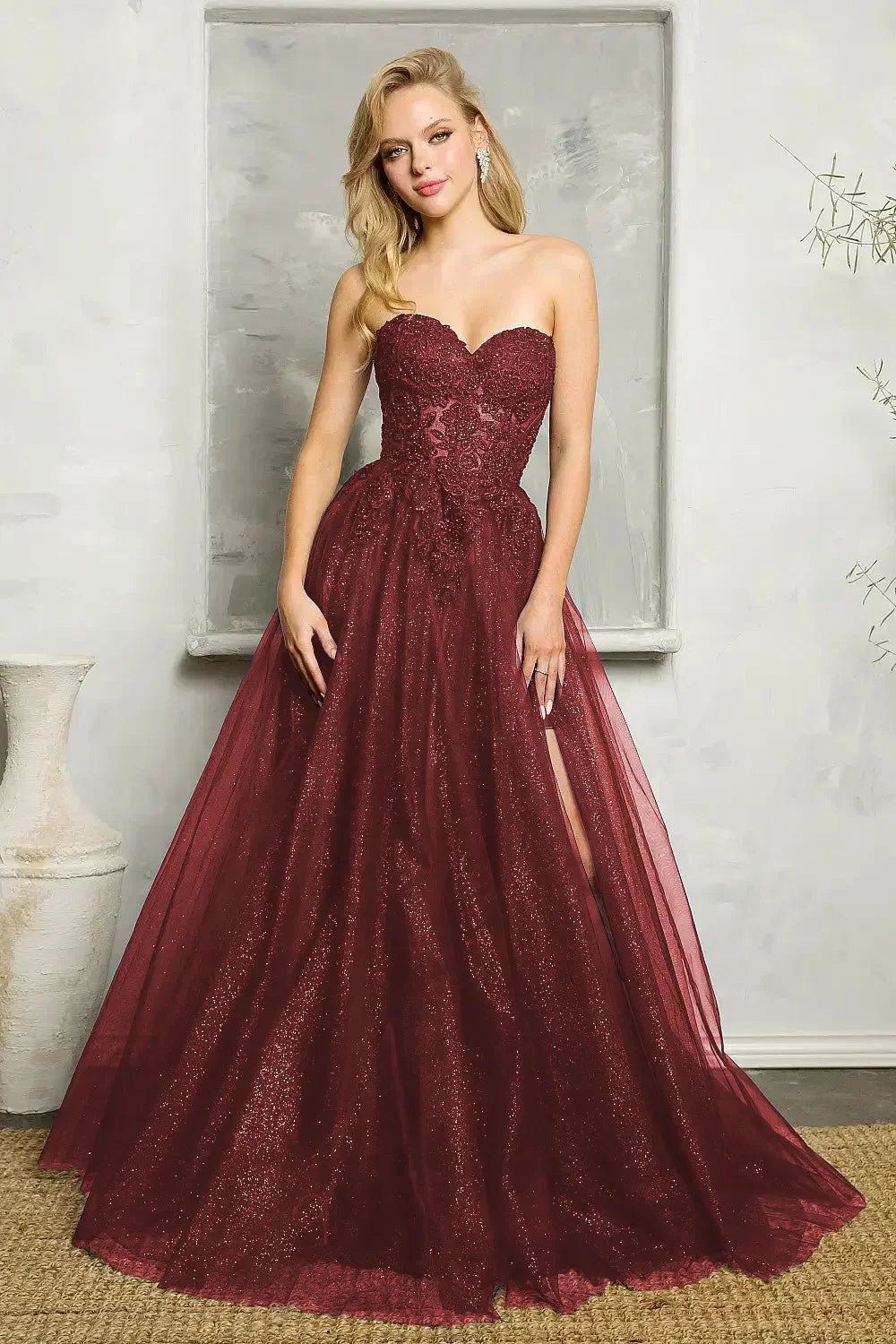 Navy Blue Lace Tulle Prom Dress