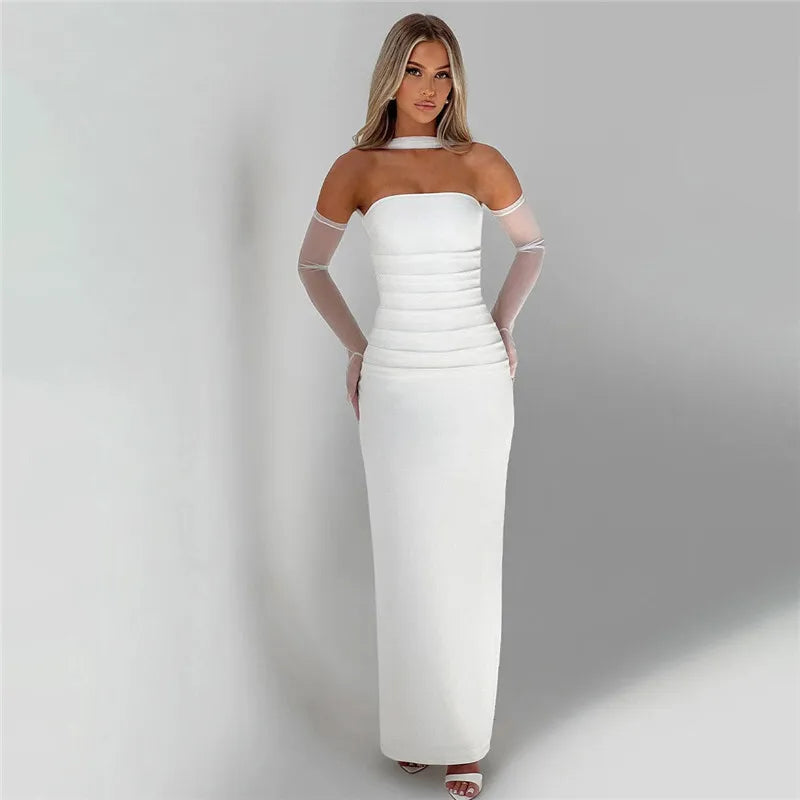 Strapless Ruched Bodycon Maxi Gown - View 4
