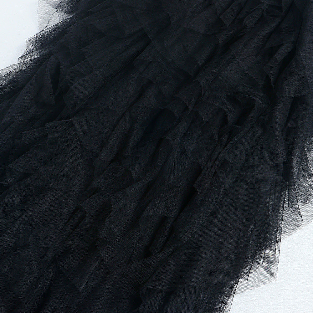 Lace Corset Strapless Tiered Tulle Maxi Gown 15