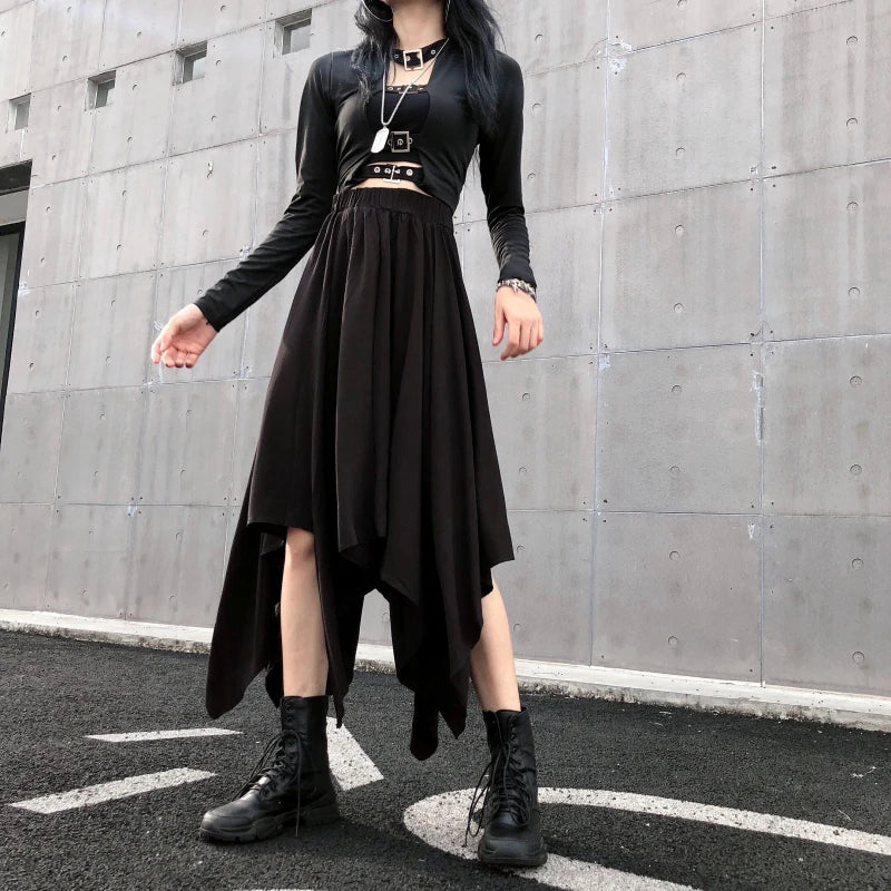 Irregular High Waist Long Skirt