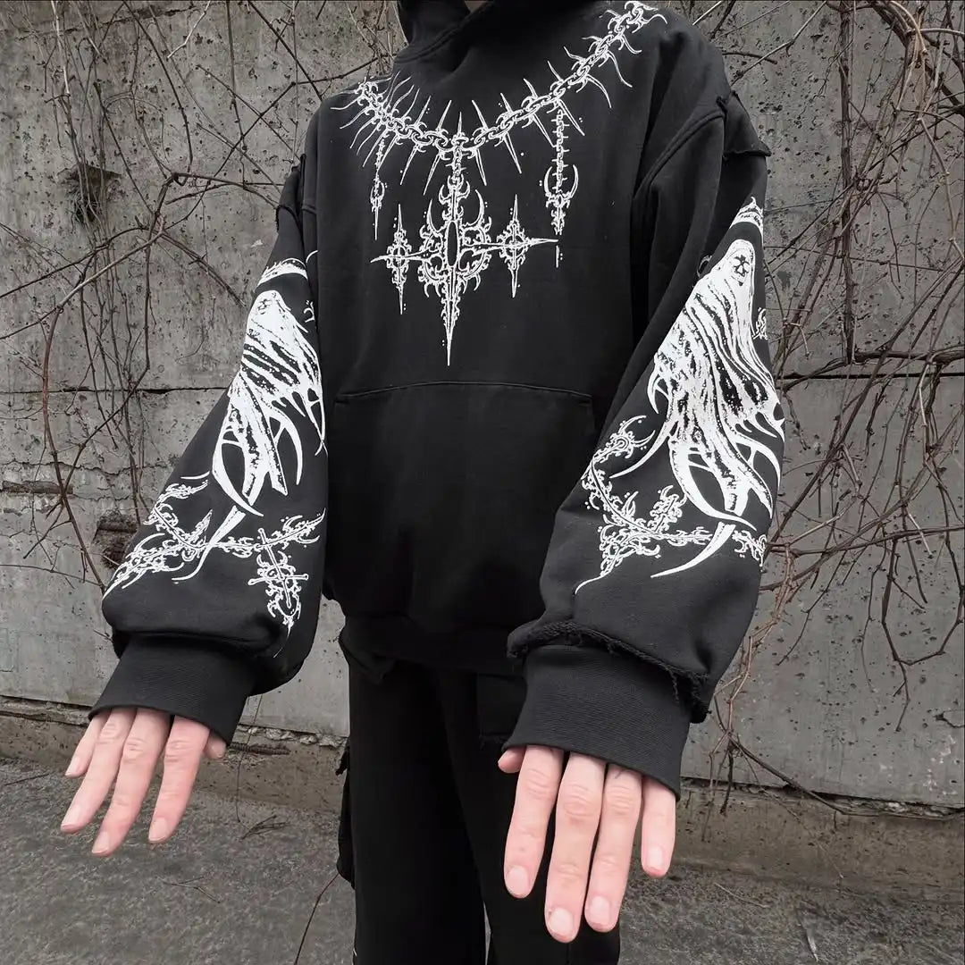 Harajuku Mournful Death Bone Hoodie
