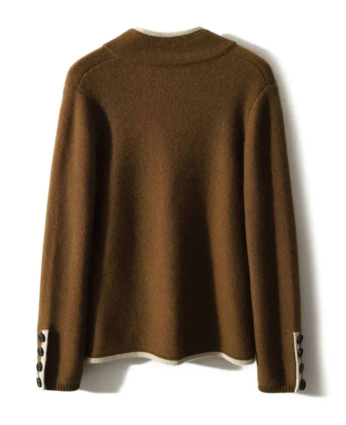Stand Collar Contrast Trim Button Front Knit Cardigan 6