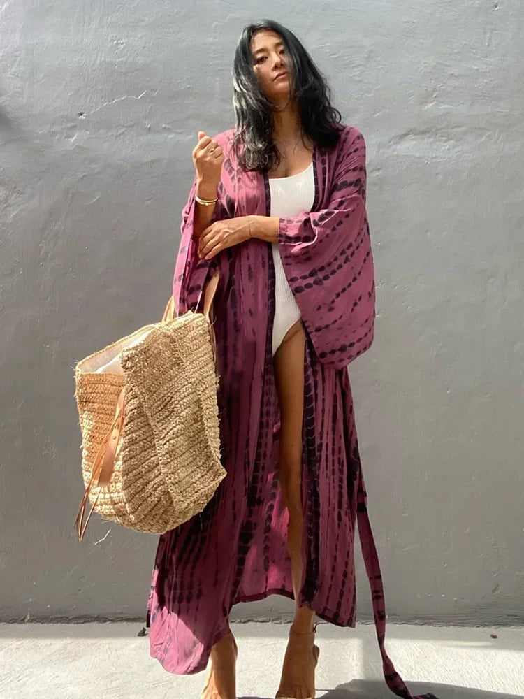 Tie Dye V-Neck Beach Cover Up