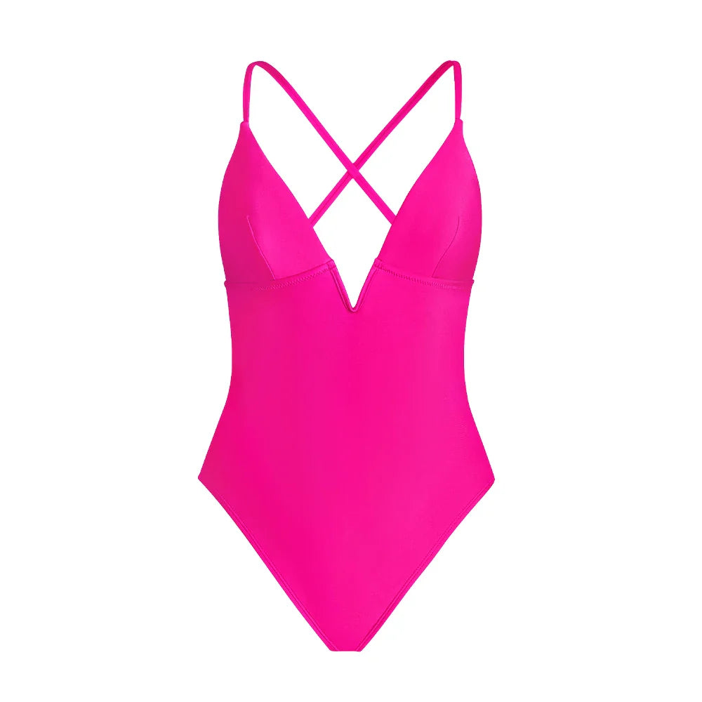 V-Wire Plunge One Piece Backless Set