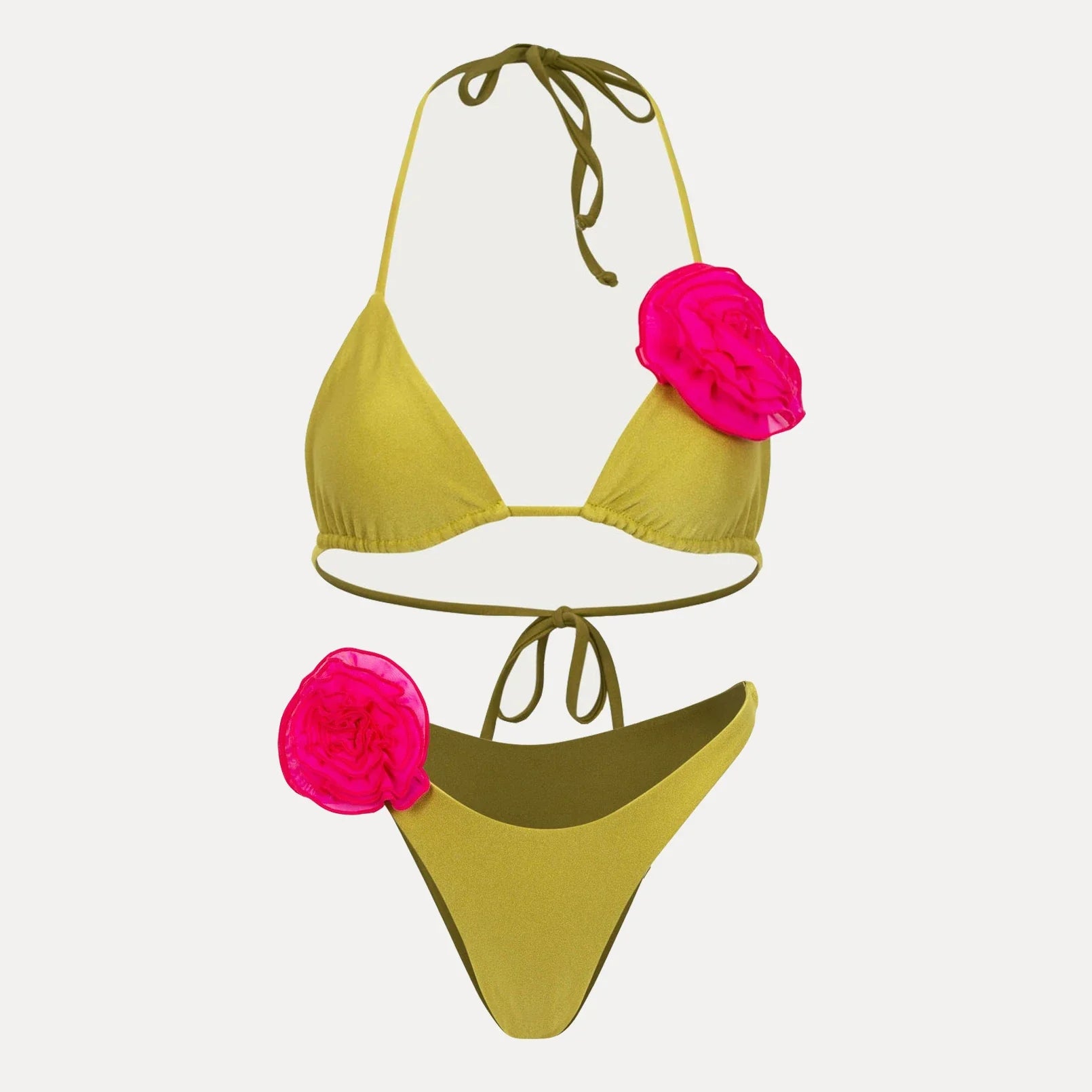 3D Floral Halter Bikini Set