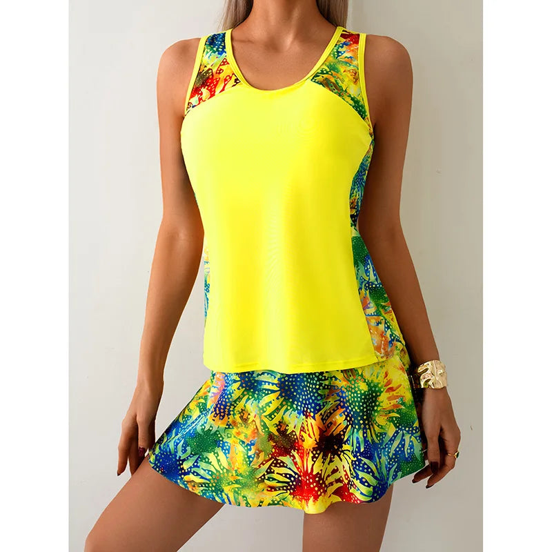 Yellow Cover Ups Bikini Two Piece Set