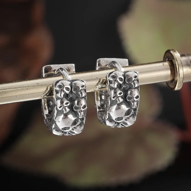 Dark Black Skull Awl Rock Declaration Earring